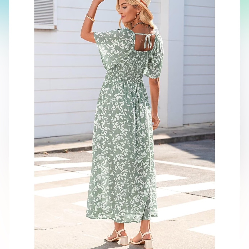 Floral Green Maxi Dress - Picture 3 of 3